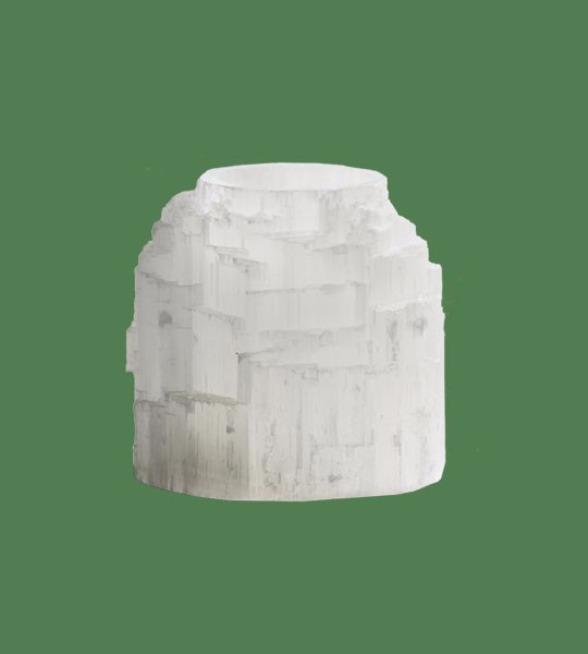 Selenite Candle holder Natural Top